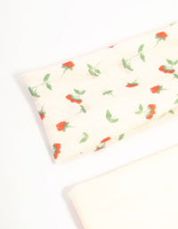 White & Floral Stretch Fabric Headbands 2-Pack - link has visual effect only