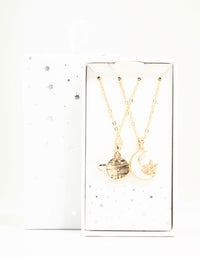 Gold Moon & Planet Necklaces 2-Pack - link has visual effect only