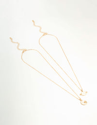 Gold Moon & Planet Necklaces 2-Pack - link has visual effect only