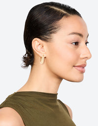 Gold Plated Long Thin Oval Hoop Earrings - link has visual effect only