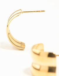 Waterproof Gold Plated Stainless Steel Double Chubby Hoop Earrings - link has visual effect only