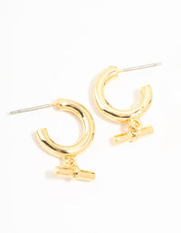 Gift Gold & Silver Plated Classic T Bar Hoop Earrings 2-Pack - link has visual effect only