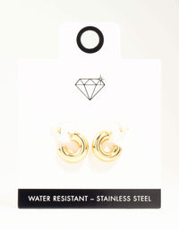 Waterproof Gold Plated Stainless Steel Hoop Earrings - link has visual effect only