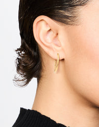 Waterproof Gold Plated Stainless Steel Fine Hoop Earrings - link has visual effect only