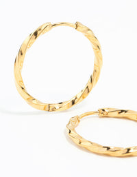 Waterproof Gold Plated Stainless Steel Twisted Hoop Earrings - link has visual effect only