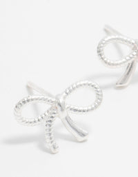 Sterling Silver Textured Bow Stud Earrings - link has visual effect only