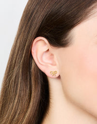 Gold Plated Sterling Silver Textured Bow Stud Earrings - link has visual effect only