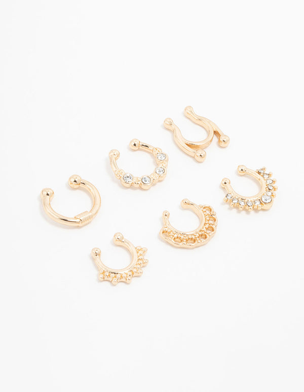 Gold Plated Faux Septum Rings 6-Pack