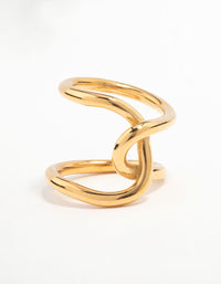 Waterproof Gold Plated Stainless Steel Knotted Wrap Ring - link has visual effect only