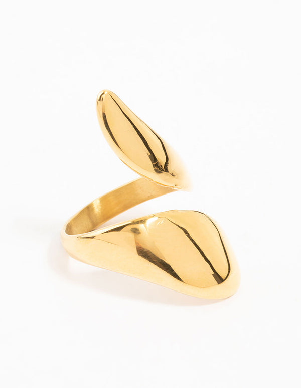 Waterproof Gold Plated Stainless Steel Elongated Wrapped Ring