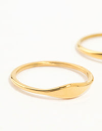 Waterproof Gold Plated Stainless Steel Dainty Signet Rings 2-Pack - link has visual effect only