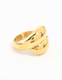 Waterproof Gold Plated Stainless Steel Puffy Stacked Ring - link has visual effect only