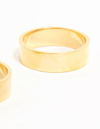 Waterproof Gold Plated Stainless Steel Double Cigar Band Rings 2-Pack - link has visual effect only