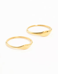 Waterproof Gold Plated Stainless Steel Dainty Signet Rings 2-Pack - link has visual effect only