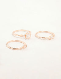 Rose Gold Plated Cubic Zirconia Stacking Rings 3-Pack - link has visual effect only