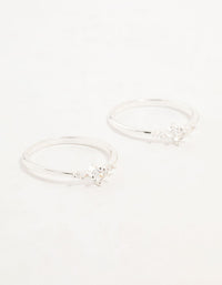 Silver Plated Dainty Cubic Zirconia Stacking Rings 2-Pack - link has visual effect only