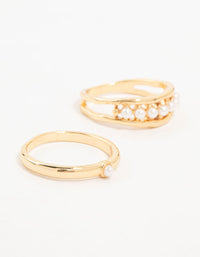 Gold Plated Petite Pearl Stacking Rings 2-Pack - link has visual effect only