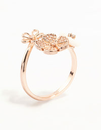 Rose Gold Floral Trio Cubic Zirconia Wrapped Ring - link has visual effect only