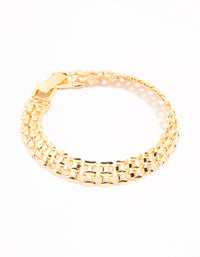 Gold Watch Link Style Chain Bracelet - link has visual effect only