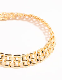 Gold Watch Link Style Chain Bracelet - link has visual effect only