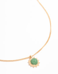 Gold Green Aventurine Sunburst Pendant Necklace - link has visual effect only