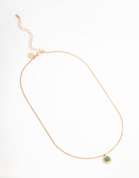 Gold Green Aventurine Sunburst Pendant Necklace - link has visual effect only