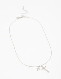 Silver Cross Charm Necklace - link has visual effect only