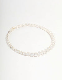 Silver Cubic Zirconia Crescent Tennis Bracelet - link has visual effect only