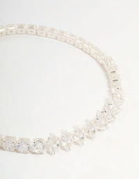 Silver Cubic Zirconia Crescent Tennis Bracelet - link has visual effect only