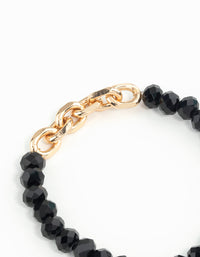 Gold & Black Faceted Bead Chain Stretch Bracelets 3-Pack - link has visual effect only