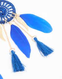 Blue Feather Dreamcatcher Drop Earrings - link has visual effect only