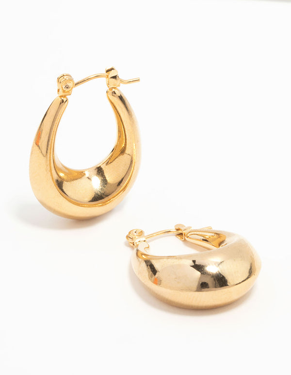 Waterproof Gold Plated Stainless Steel Mini Full Loop Hoop Earrings