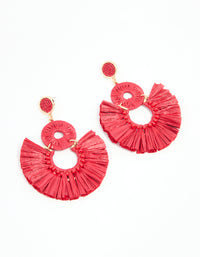 Pink Paper Fan Circular Drop Earrings - link has visual effect only