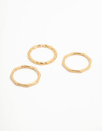 Waterproof Gold Plated Stainless Steel Bamboo Rings 3-Pack - link has visual effect only