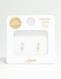 Gold Plated Sterling Silver Pear Shaped Diamante Stud Earrings - link has visual effect only