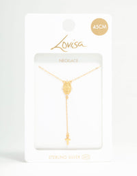 Gold Plated Sterling Silver Rosary Cross Necklace - link has visual effect only