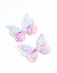 Kids Mini Blue & Pink Glitter Butterfly Clips 2-Pack - link has visual effect only