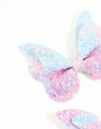 Kids Mini Blue & Pink Glitter Butterfly Clips 2-Pack - link has visual effect only