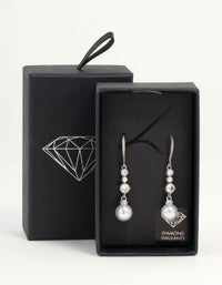 Silver Pearl & Cubic Zirconia Drop Hook Earrings - link has visual effect only