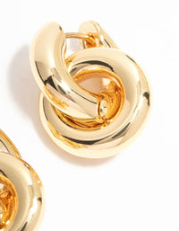 Gold Plated Double Ring Huggie Drop Earrings - link has visual effect only