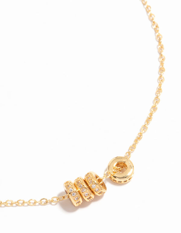 Gold Plated Cubic Zirconia Rings Pendant Necklace