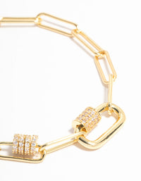 Gold Plated Mini Oval Link Bracelet - link has visual effect only