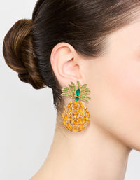 Gold Diamante Pineapple Drop Earrings - link has visual effect only