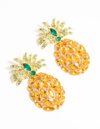 Gold Diamante Pineapple Drop Earrings - link has visual effect only