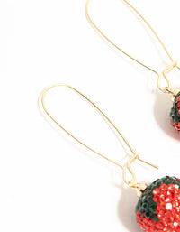 Gold Red Diamante Strawberry Drop Earrings - link has visual effect only