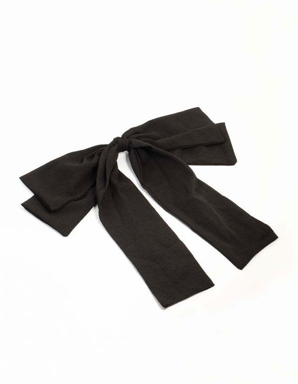 Black Crepe Fabric Bow Clip