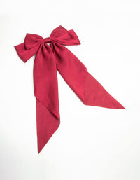 Red Satin Fabric Bow Drop Clip - link has visual effect only