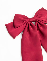 Red Satin Fabric Bow Drop Clip - link has visual effect only