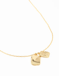 Gold Plated Rectangle Textured Tag Necklace - link has visual effect only