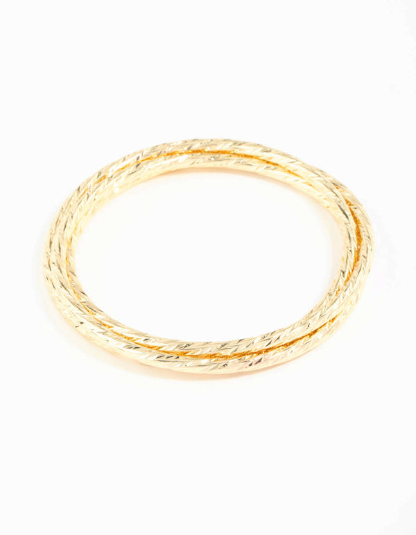 Gold Plated Textured Bangles 3-Pack